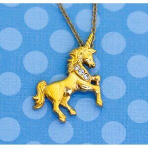 Vintage Golden Unicorn Pendant Necklace by Avon 18 Inches - M23